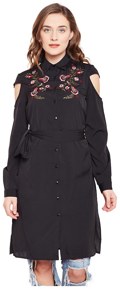 

OXOLLOXO Women Solid Regular tunic - Black
