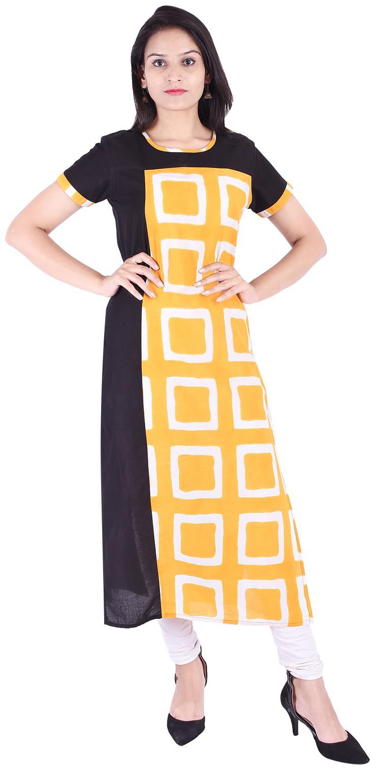 

EMPRAL Women Yellow Solid Straight Kurti