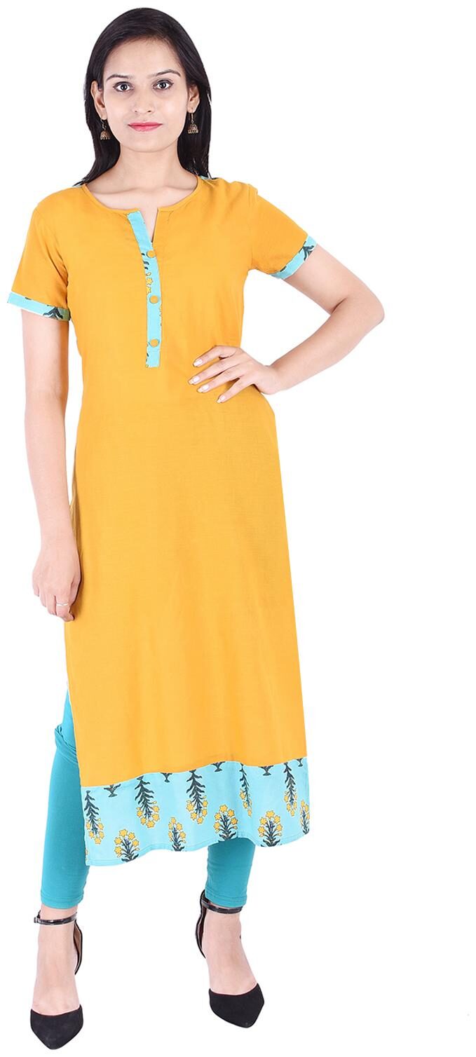 

EMPRAL Women Yellow Solid Straight Kurti