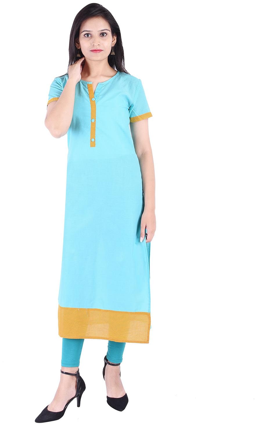 

EMPRAL Women Blue Solid Straight Kurti