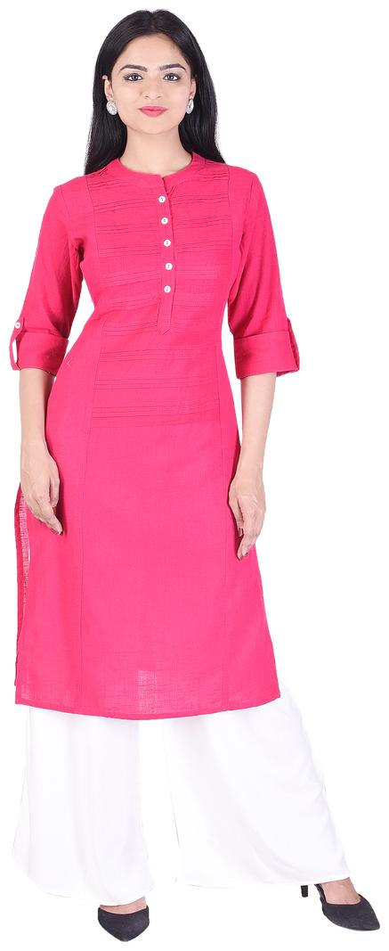 

EMPRAL Women Pink Solid Straight Kurta With Palazzo
