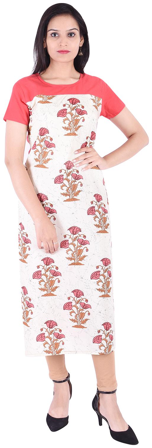 

EMPRAL Women Red Printed Straight Kurti