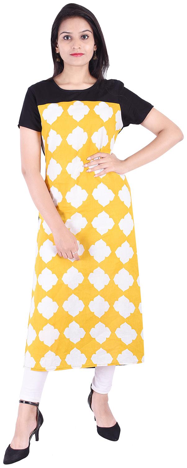

EMPRAL Women Yellow Solid Straight Kurti