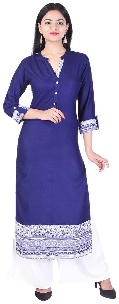 

EMPRAL Women Blue Solid Straight Kurta With Palazzo