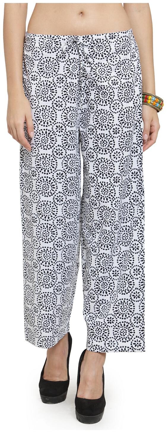 

Enchanted Drapes Women Cotton Printed White Black pants