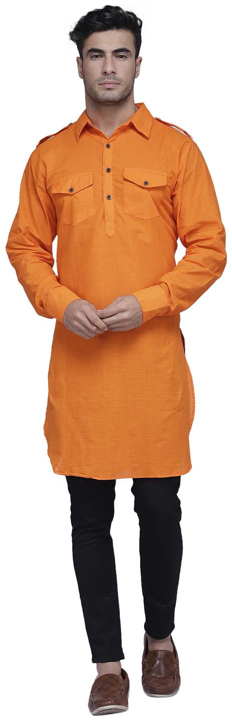 

Enchanted Drapes Men Orange Regular Fit Kurta