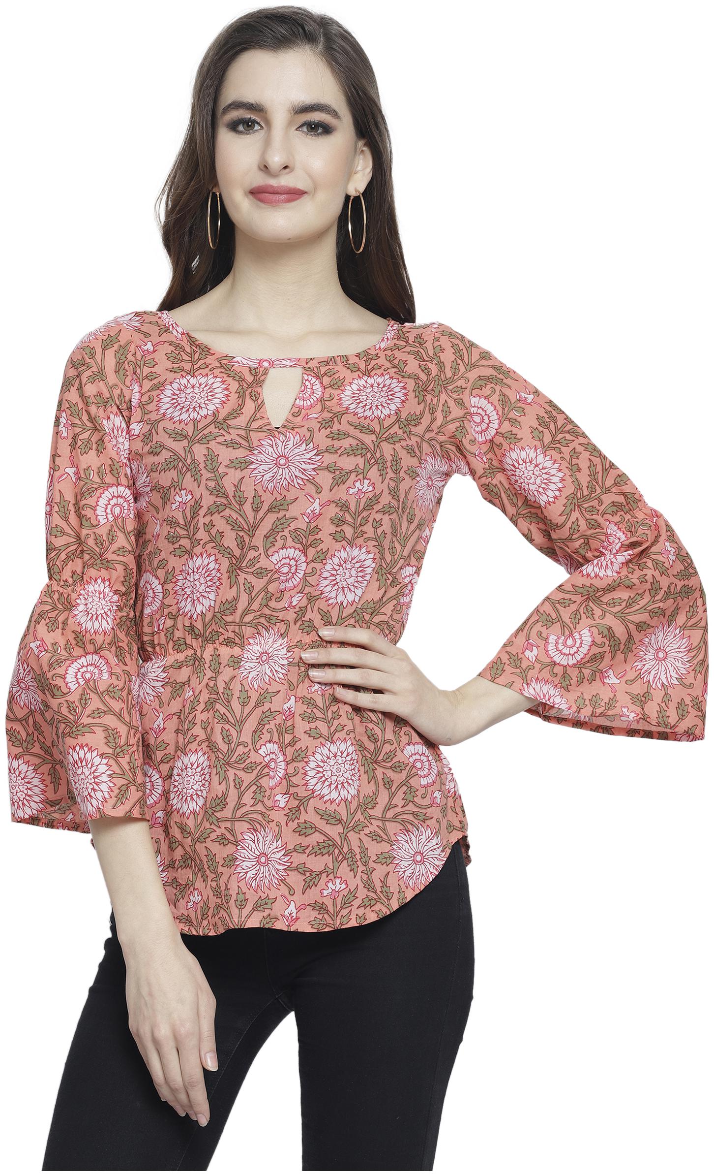 

Enchanted Drapes Women Floral Regular top - Peach