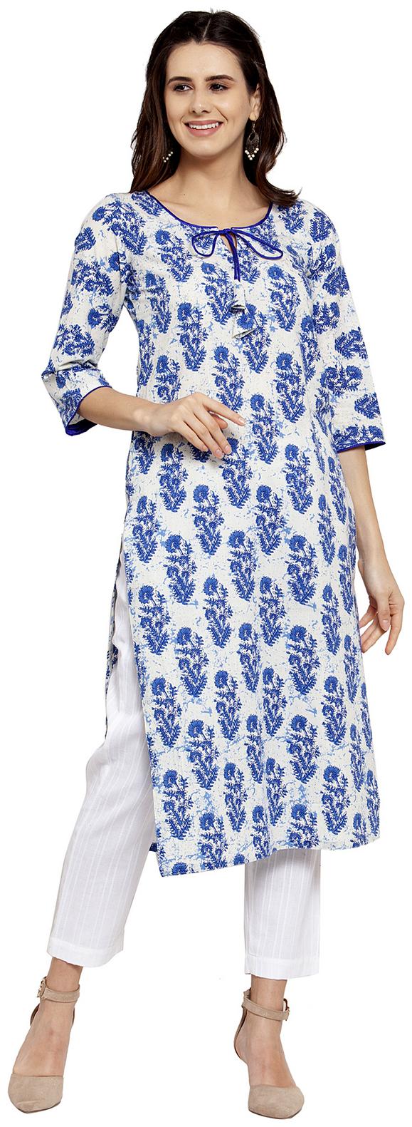 

Enchanted Drapes Women Blue Floral Straight Kurti