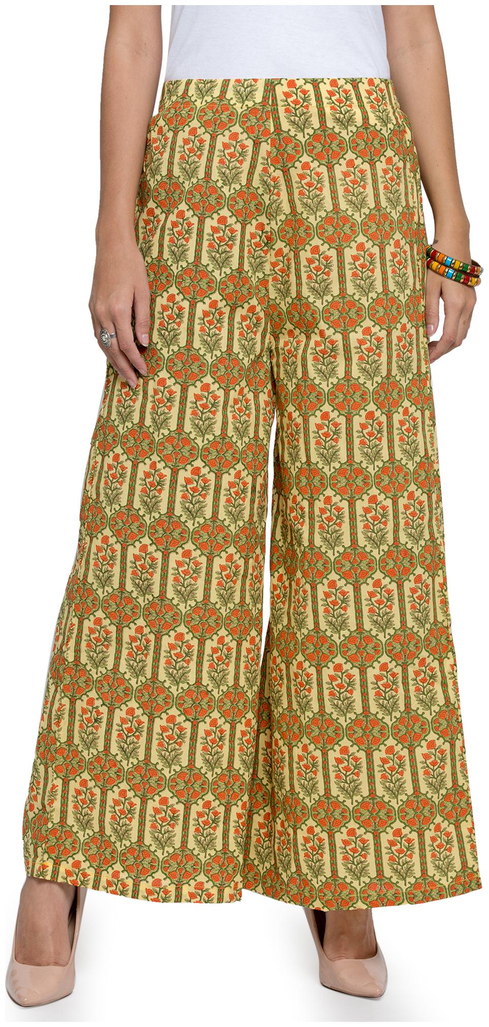 

Enchanted Drapes Yellow Printed Cotton Palazzo