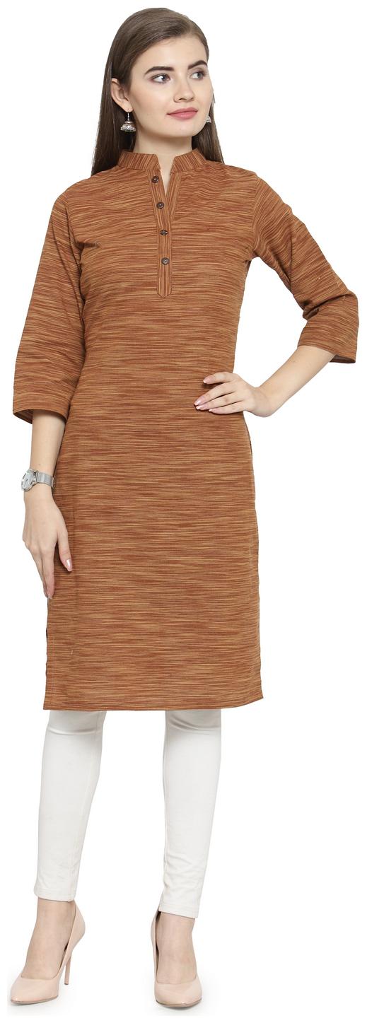 

Enchanted Drapes Women Mustard Solid Straight Kurti