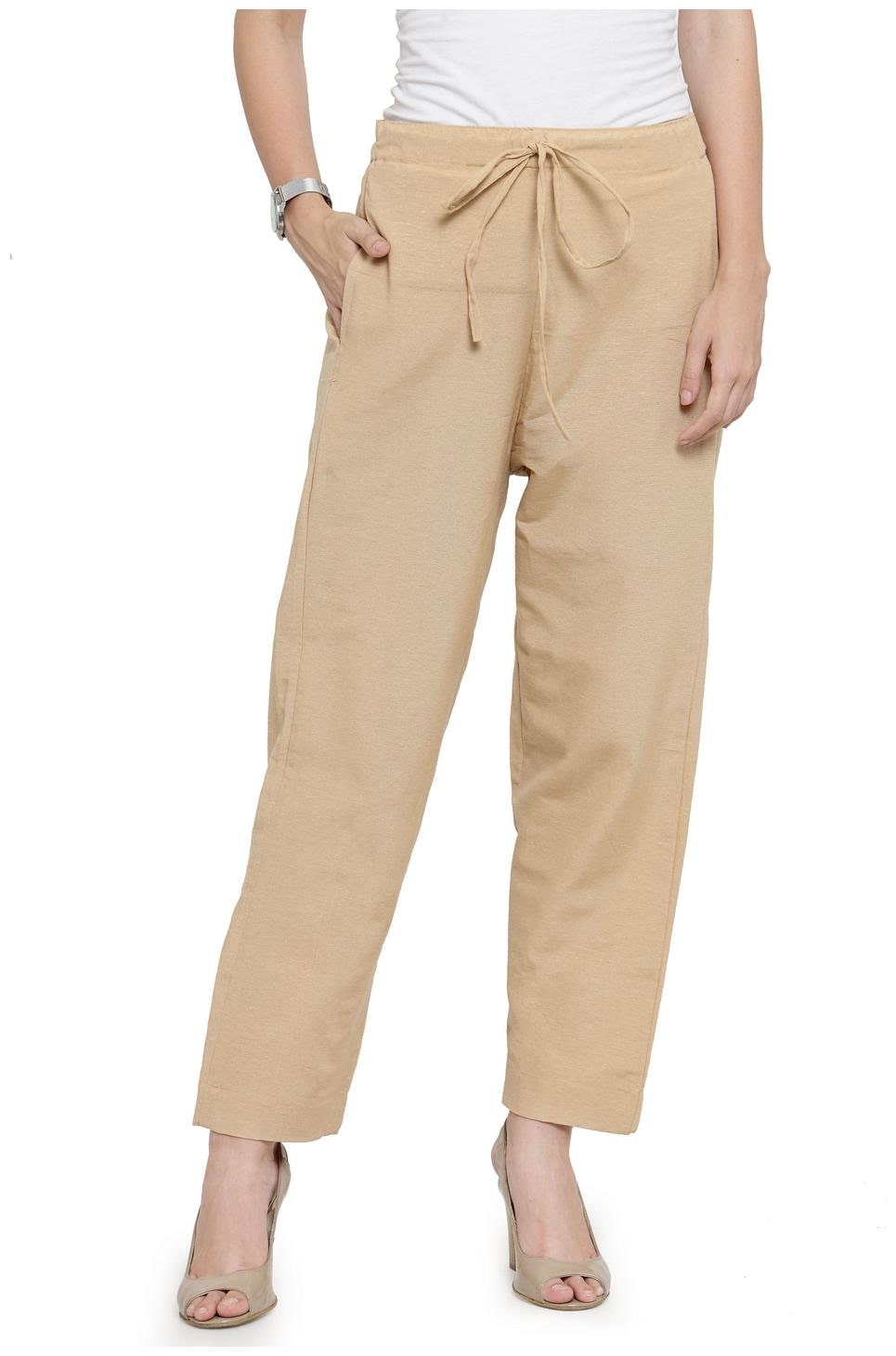 

Enchanted Drapes Women Cotton Solid Beige pants