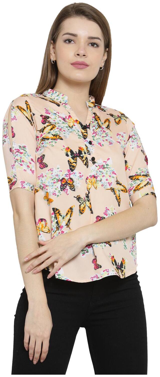 Enchanted Drapes Women Printed Regular top - Beige