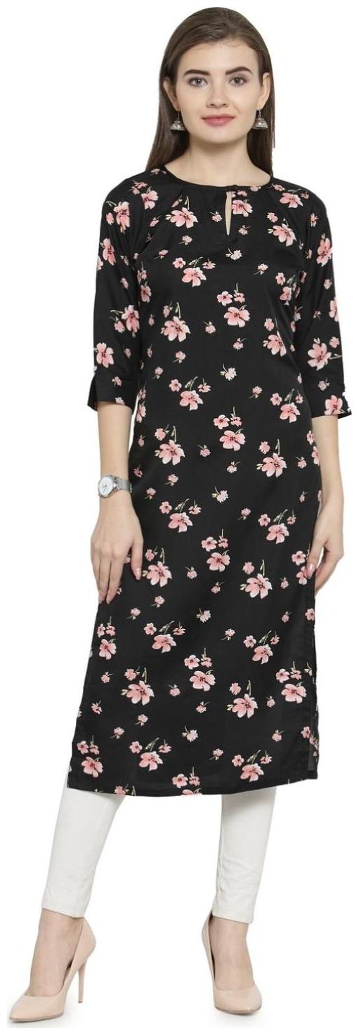 

Enchanted Drapes Women Black Floral Straight Kurta