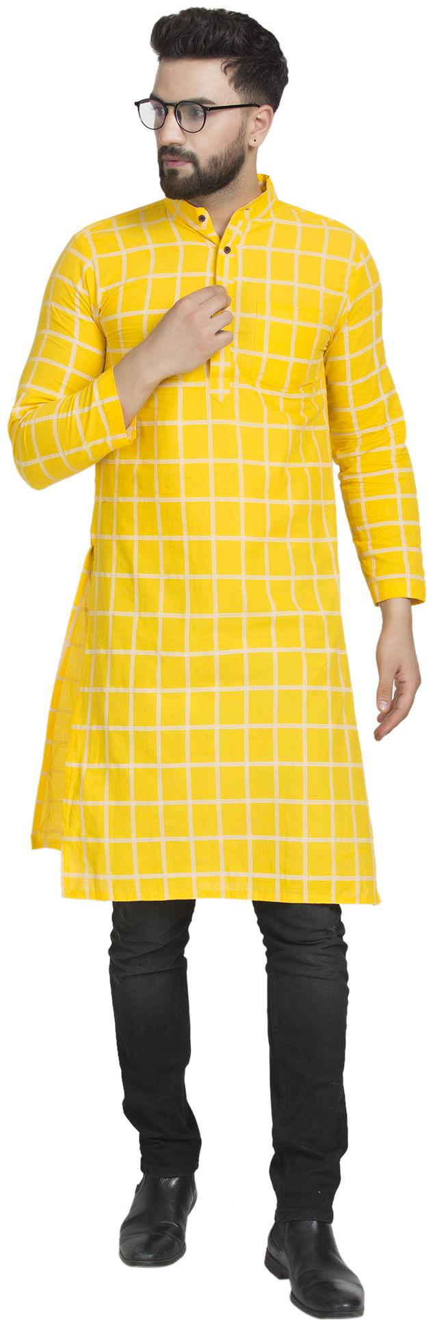 

Enchanted Drapes Men Yellow Regular Fit Kurta