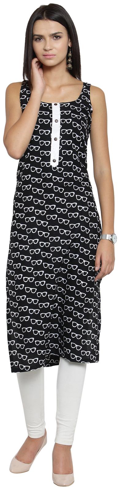 

Enchanted Drapes Women Black Printed Regular Kurti