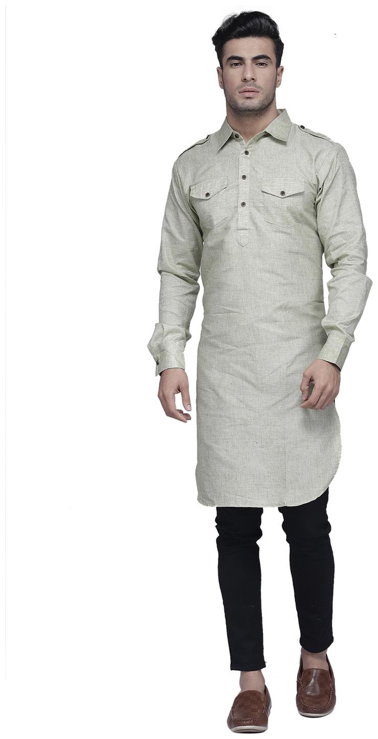 

Enchanted Drapes Men Grey Regular Fit Kurta