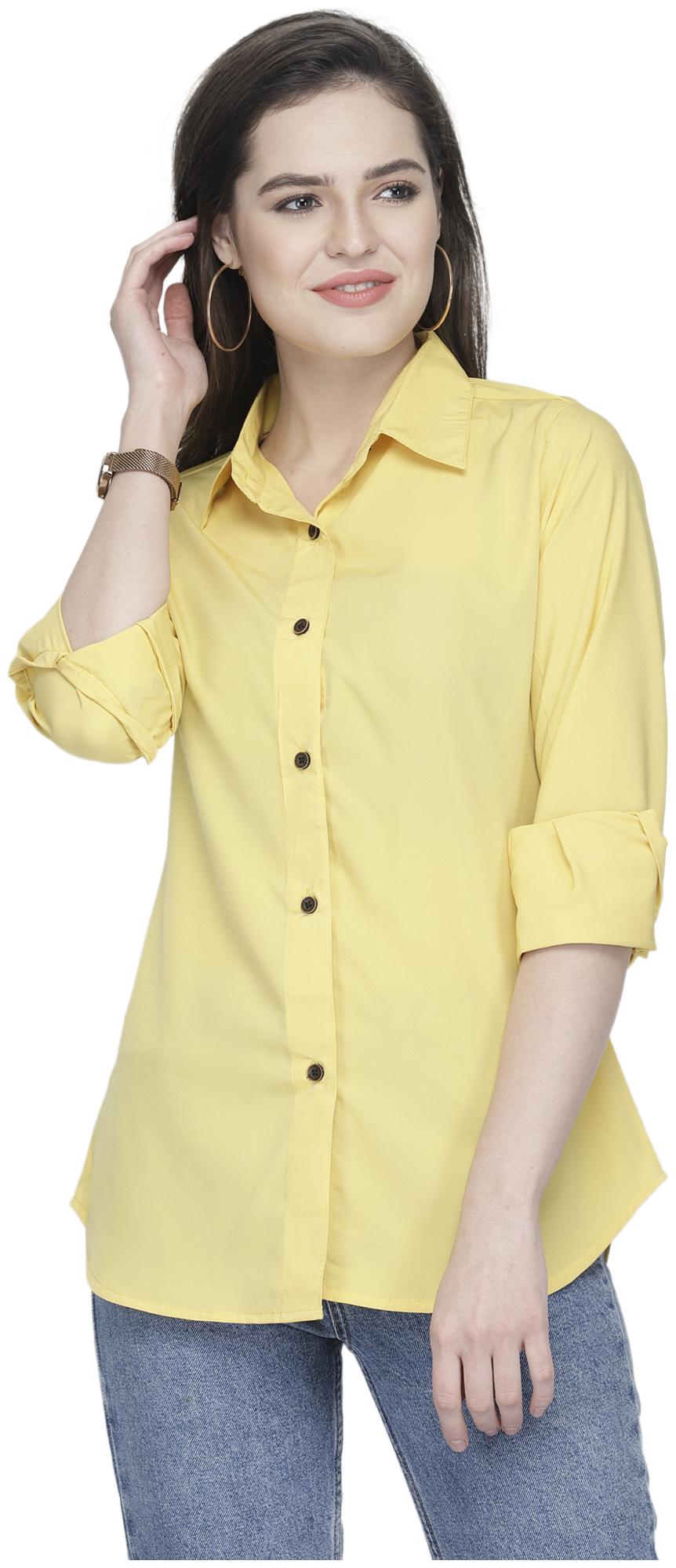 

Enchanted Drapes Women Yellow Solid Regular Fit Shirt