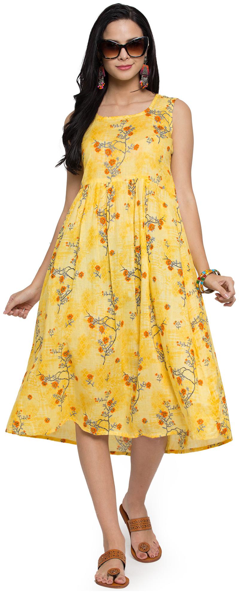 

Enchanted Drapes Yellow Floral A-line dress