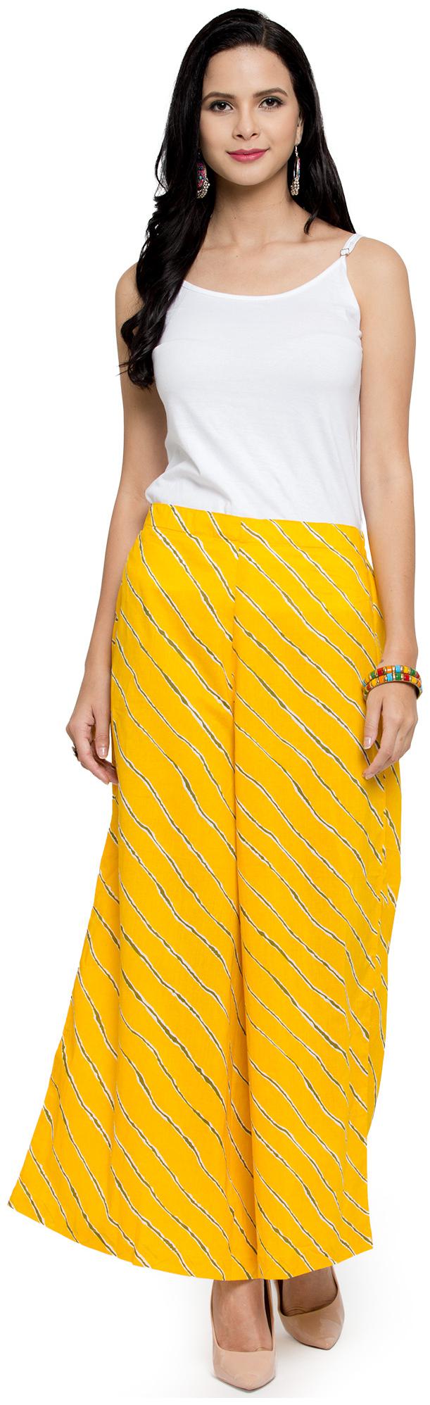 

Enchanted Drapes Yellow Lehriya Printed Palazzo