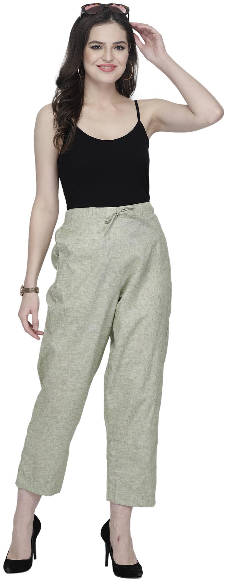 

Enchanted Drapes Women Cotton Solid Green pants