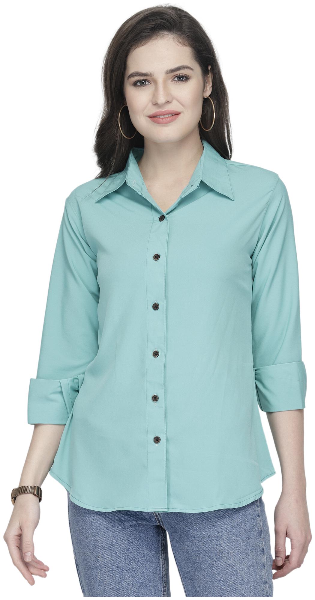 

Enchanted Drapes Women Green Solid Regular Fit Shirt