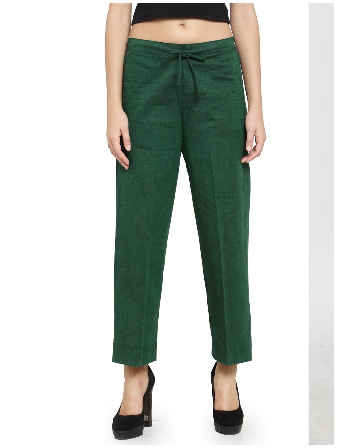

Enchanted Drapes Women Cotton Solid Green pants