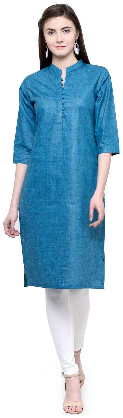 

Enchanted Drapes Women Blue Solid Straight Kurta
