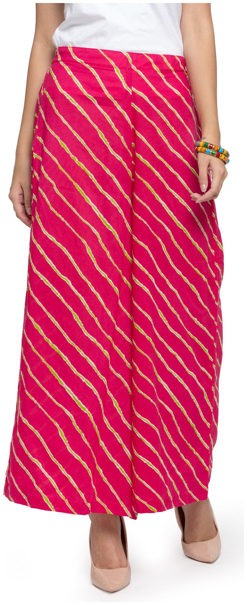 

Enchanted Drapes Pink Lehriya Cotton Palazzo
