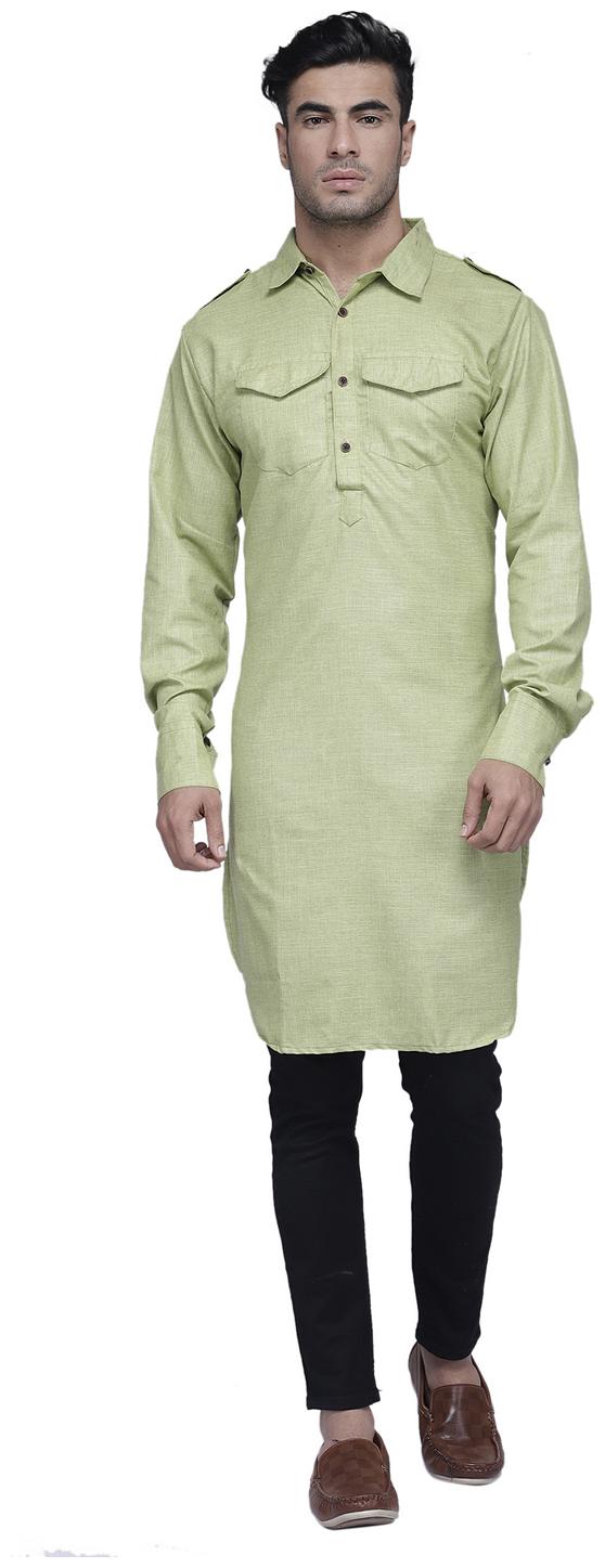 

Enchanted Drapes Men Green Regular Fit Kurta