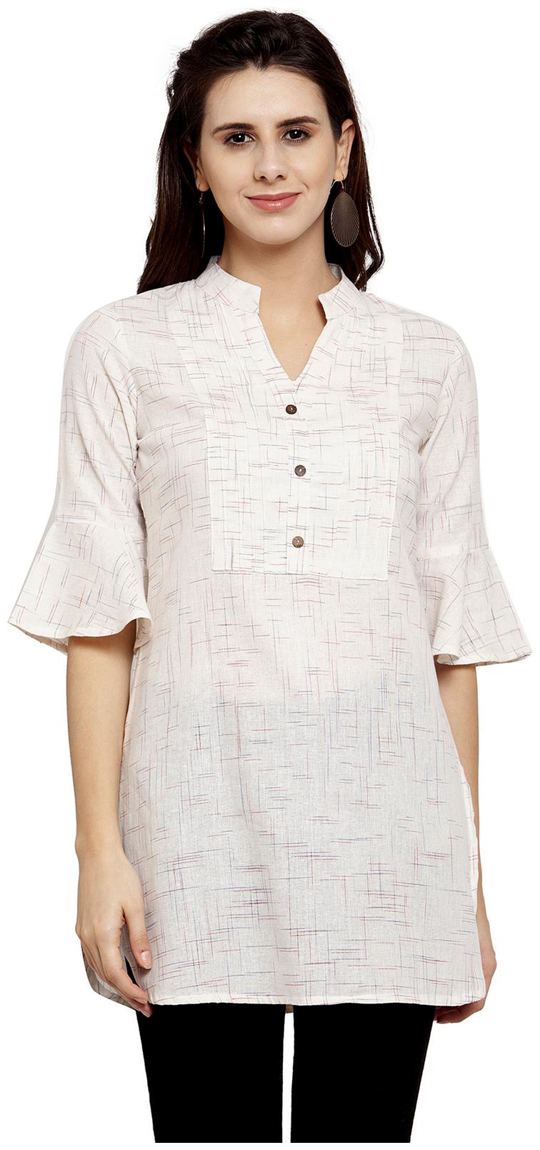 

Enchanted Drapes Women White Solid Straight Kurti