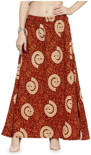 Enchanted Drapes Indian print A-line skirt Maxi Skirt - Brown