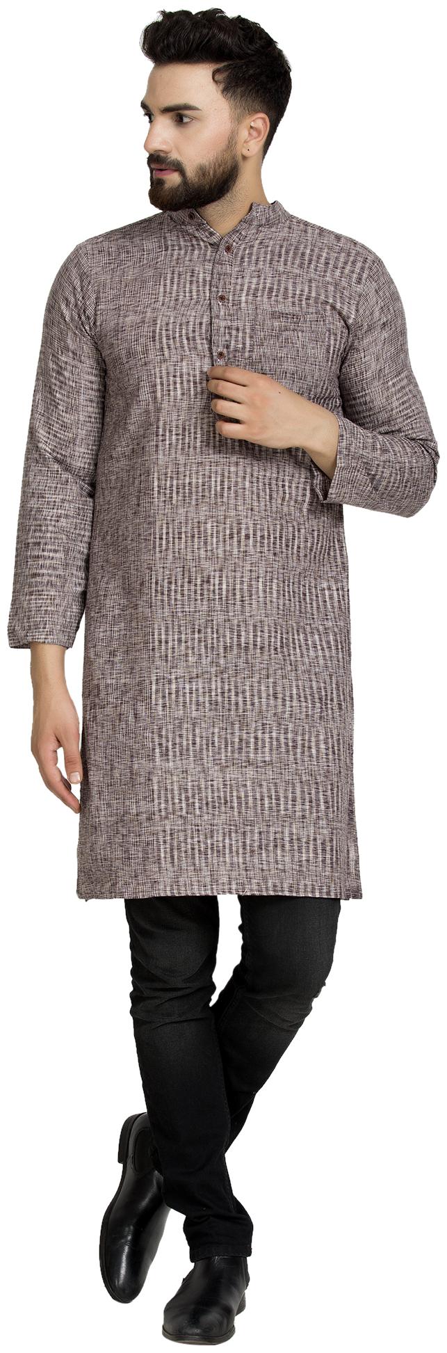 

Enchanted Drapes Men Brown Regular Fit Kurta