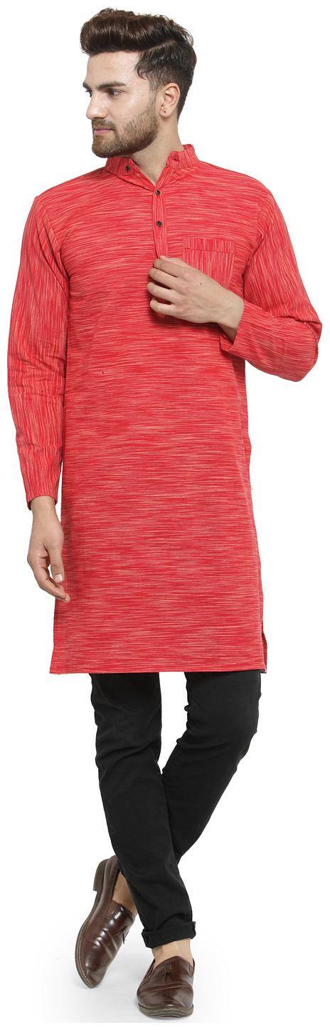 Enchanted Drapes Men Red Regular Fit Kurta