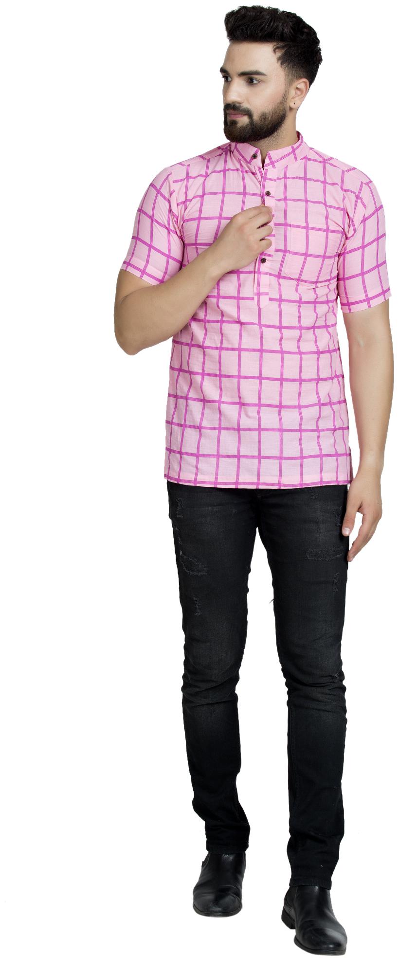 

Enchanted Drapes Men Pink Regular Fit Kurta