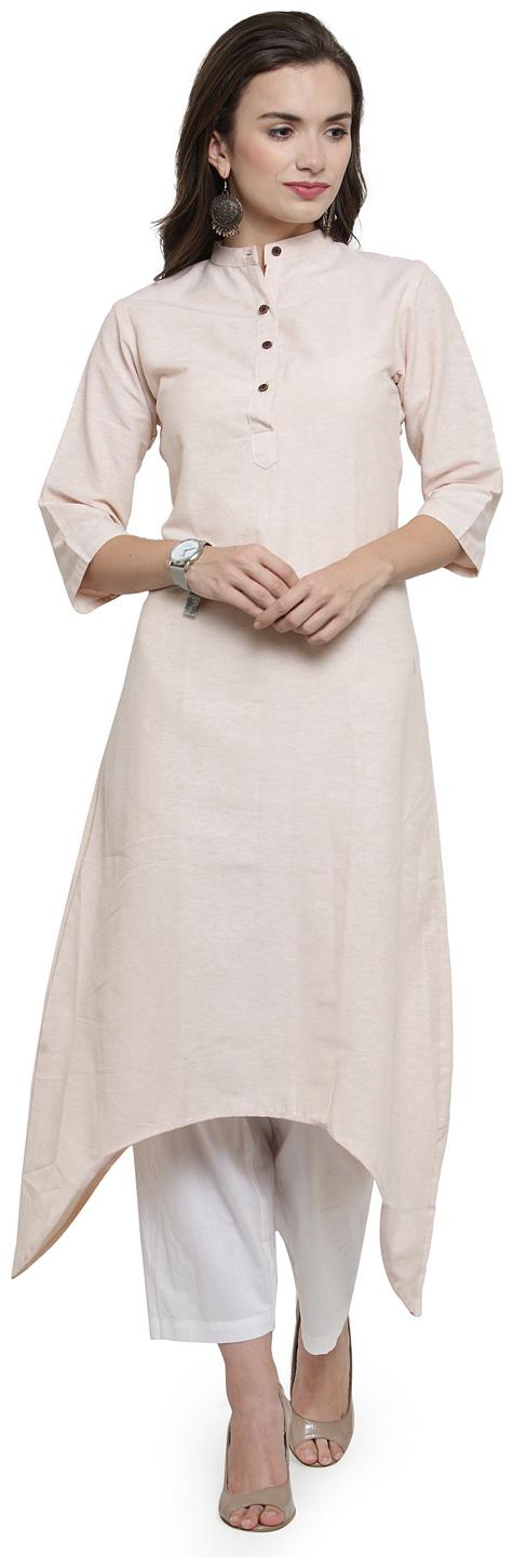 

Enchanted Drapes Offwhite High Low Cotton A Line Kurti