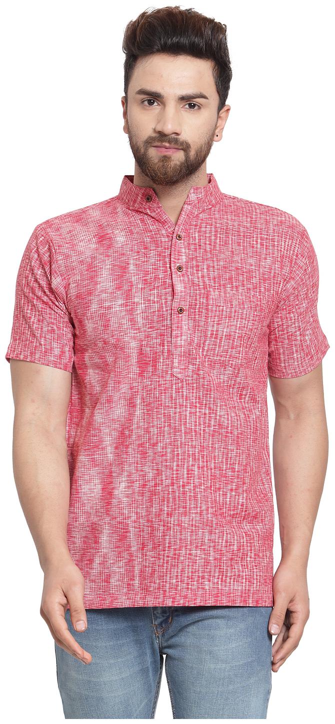 

Enchanted Drapes Men Red Regular Fit Kurta