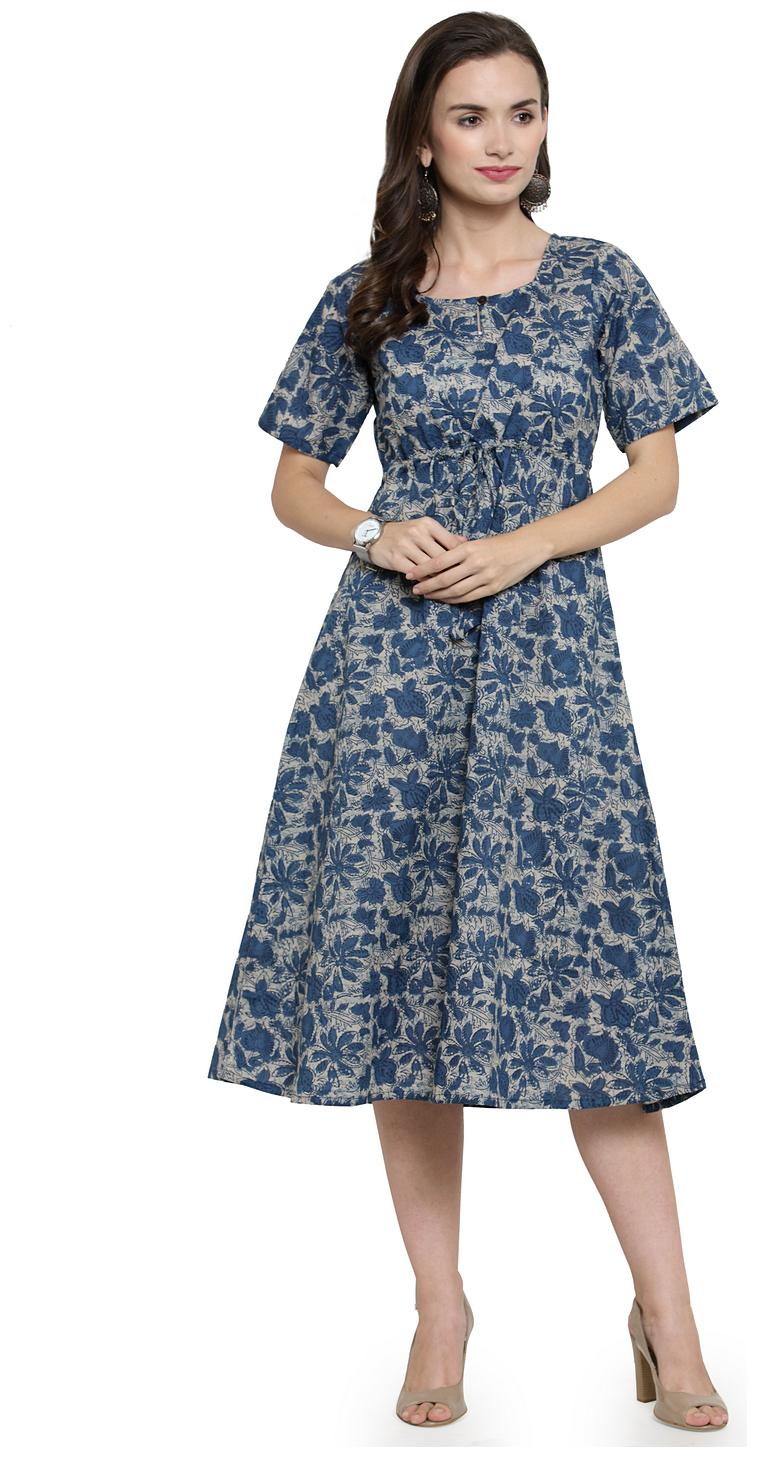

Enchanted Drapes Blue Floral A-line dress
