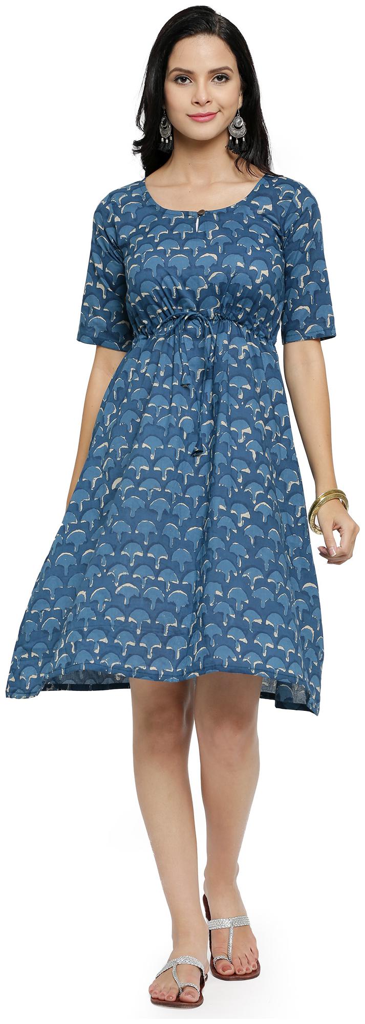 

Enchanted Drapes Blue Printed A-line dress