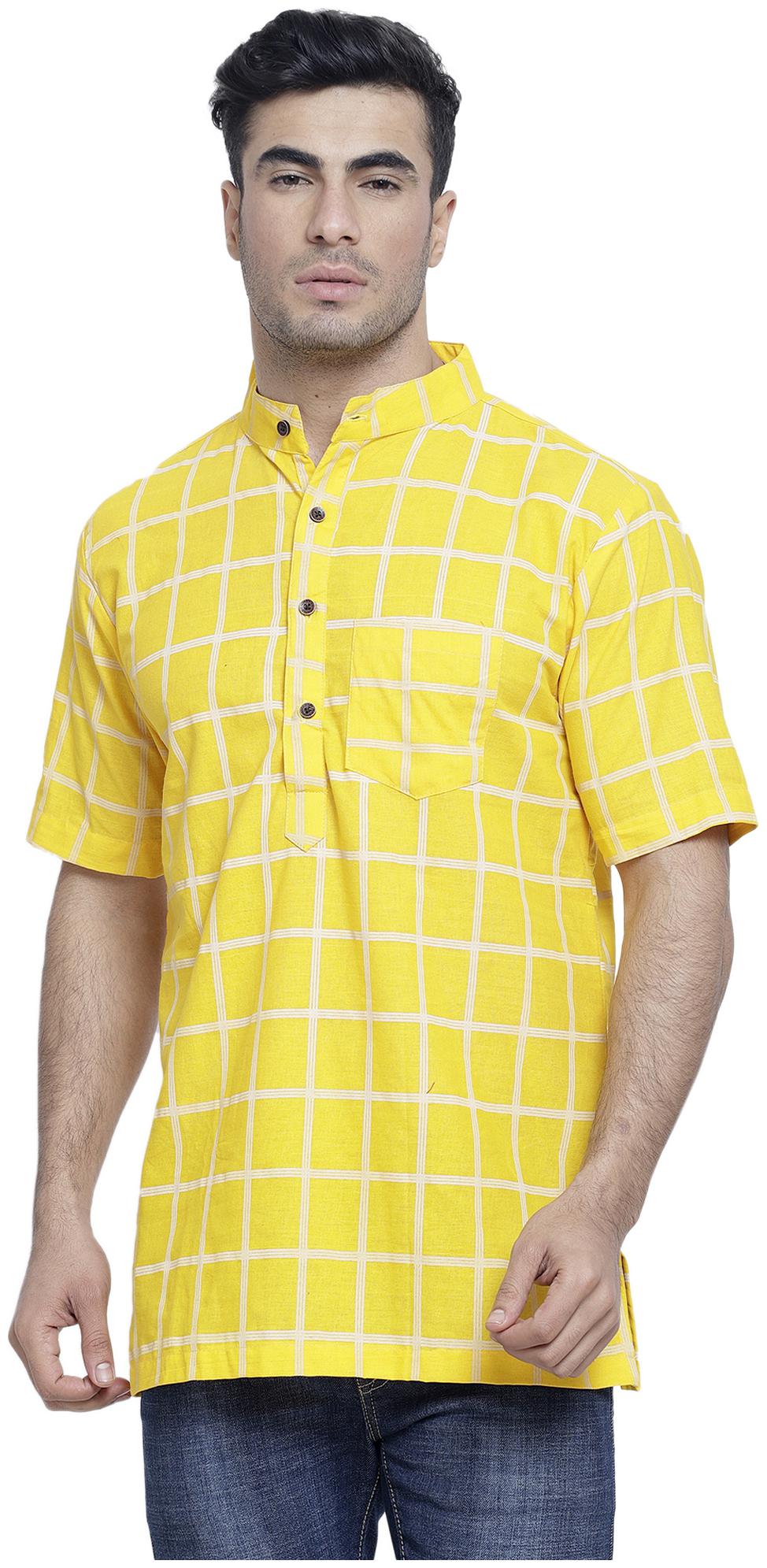 

Enchanted Drapes Men Yellow Regular Fit Kurta