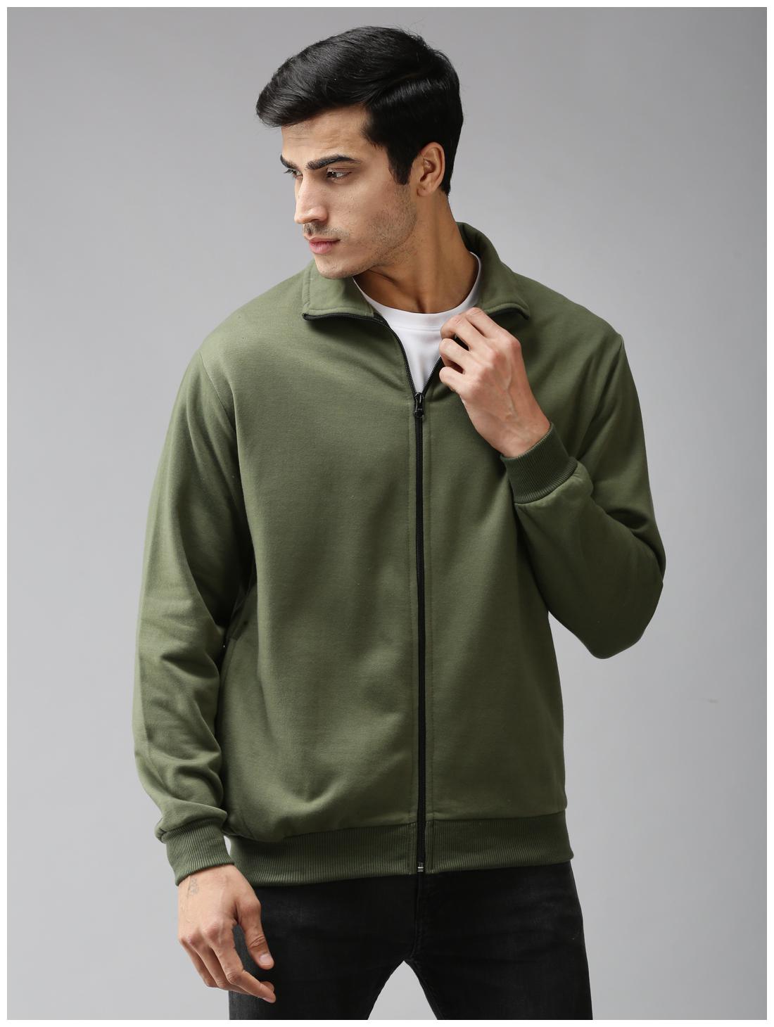 

EPPE Fleece Solid Green Sweatshirt For Men