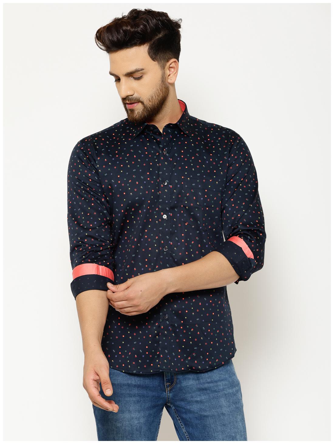 

EPPE Men Navy Blue Printed Slim Fit Casual Shirt