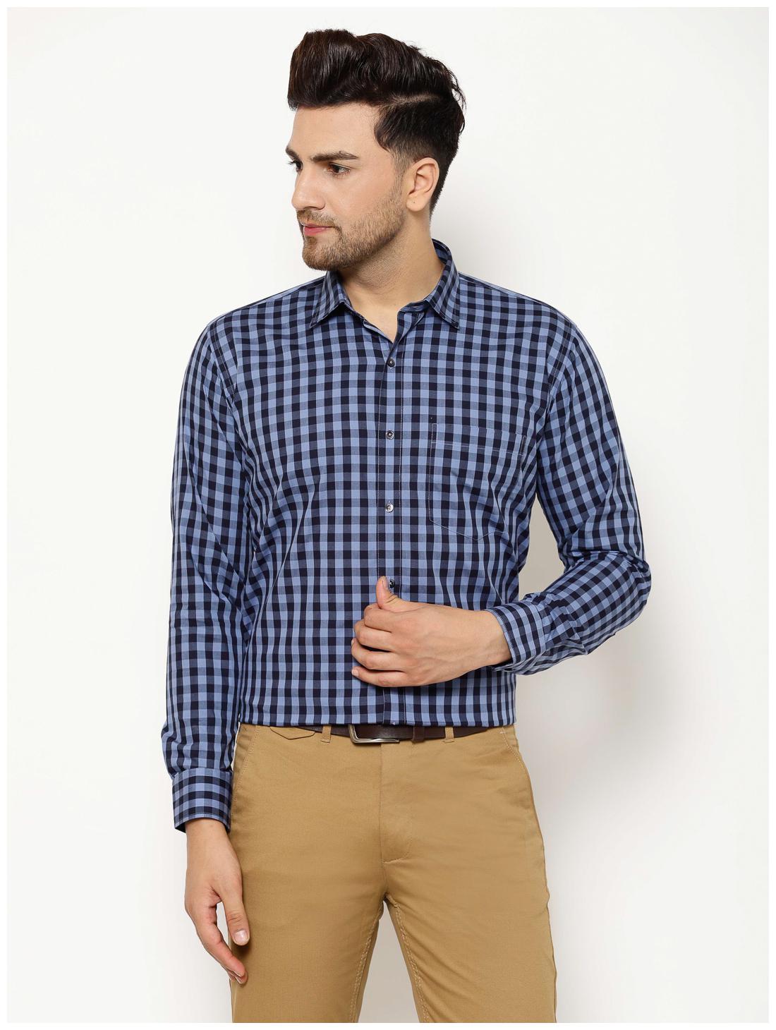 

EPPE Men Blue Checked Slim Fit Casual Shirt