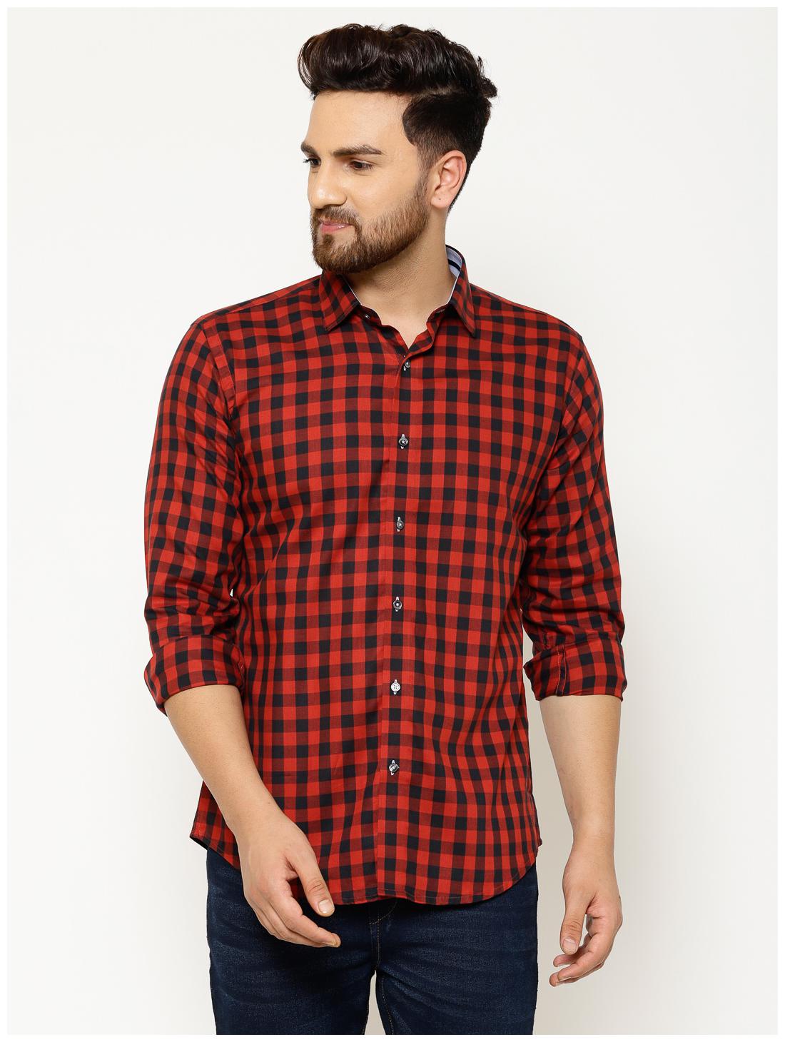 

EPPE Men Red Checked Slim Fit Casual Shirt