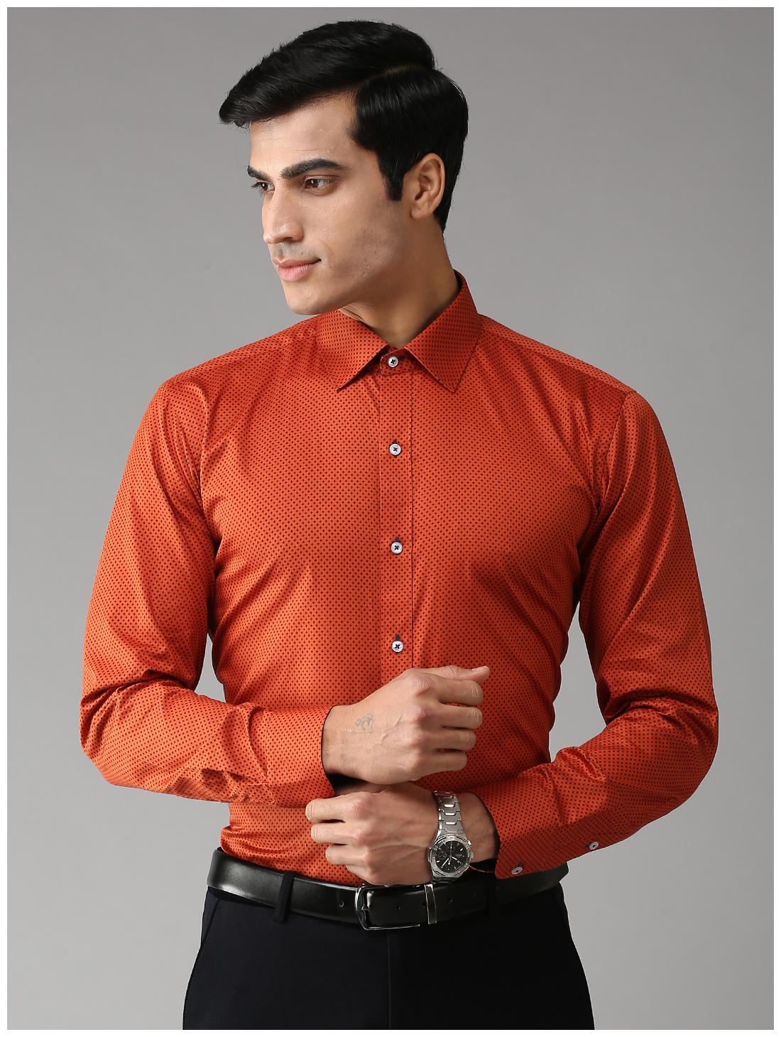 

EPPE Men Orange Printed Slim Fit Casual Shirt