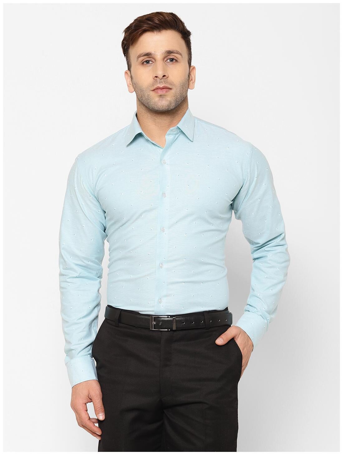 

EPPE Men Cotton Printed Turquoise Casual Shirt