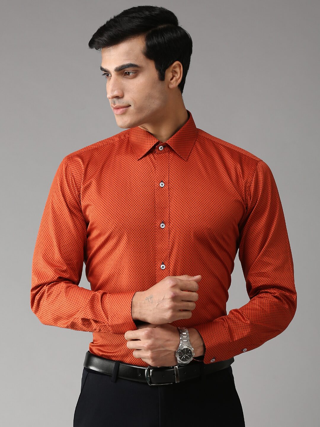 

EPPE Men Orange Printed Slim Fit Casual Shirt