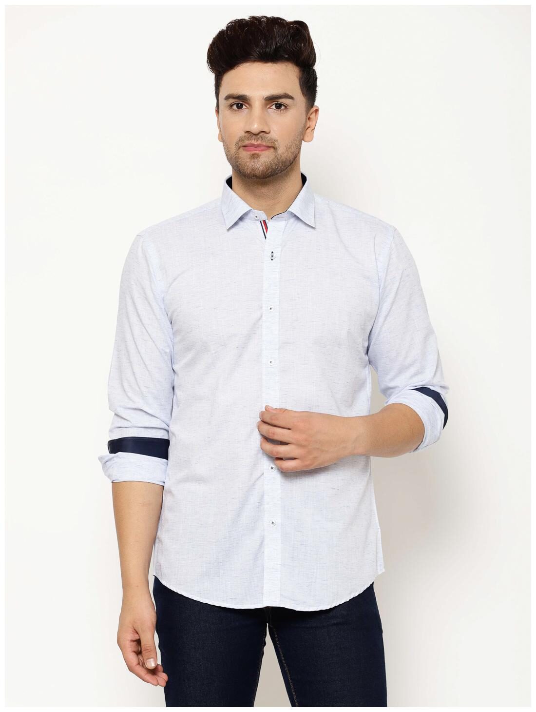 

EPPE Men White Solid Slim Fit Casual Shirt