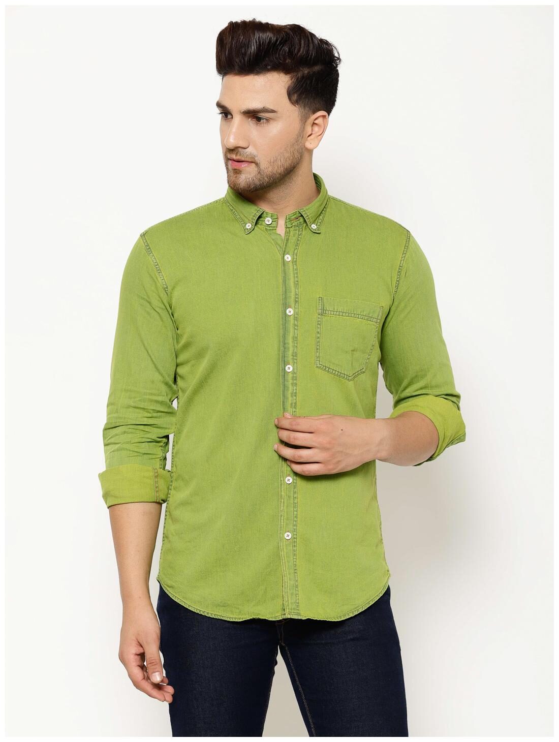 

EPPE Men Green Solid Slim Fit Casual Shirt