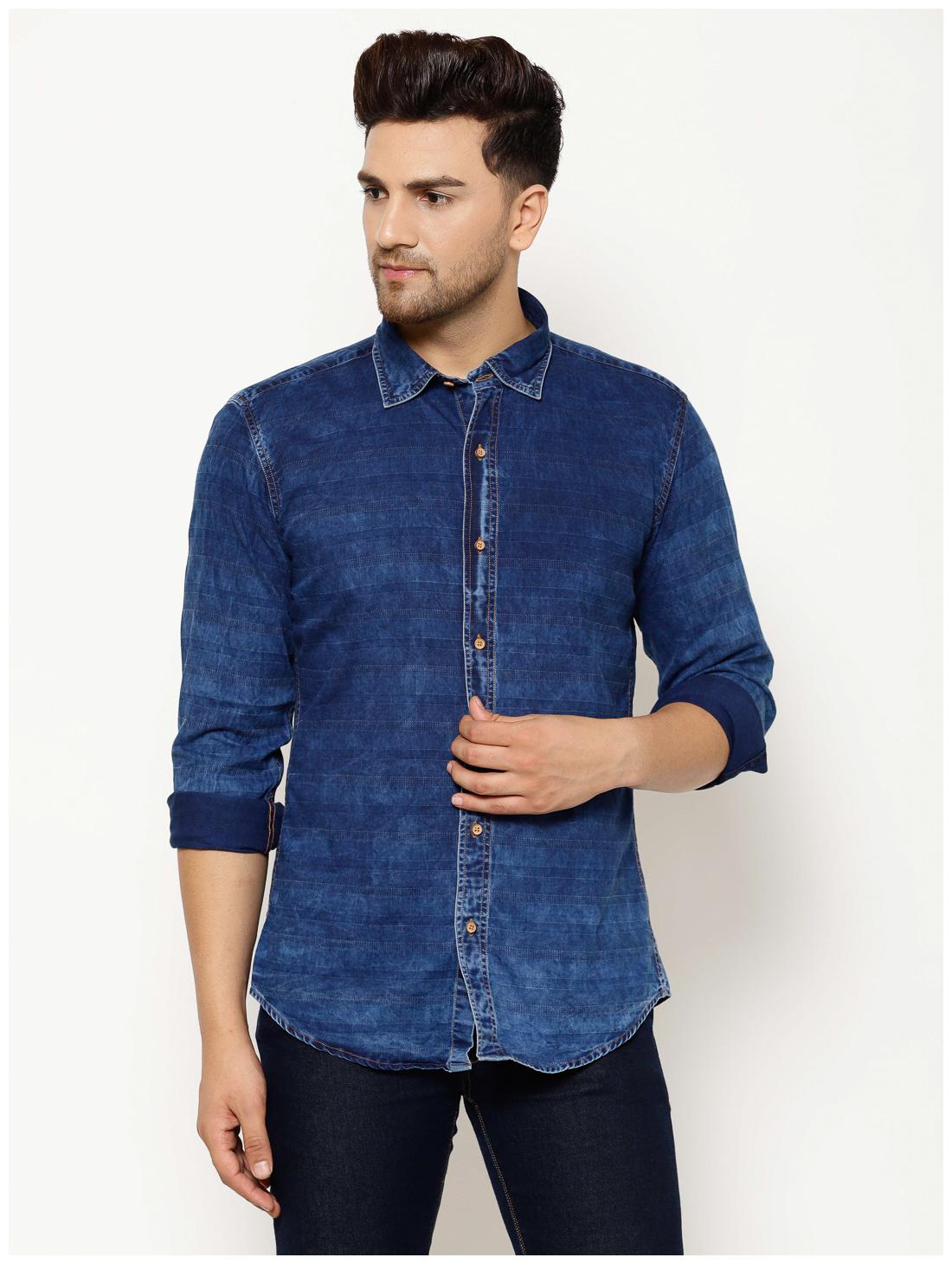 

EPPE Mens Smart Fit Full Sleeves Casual Denim Shirt