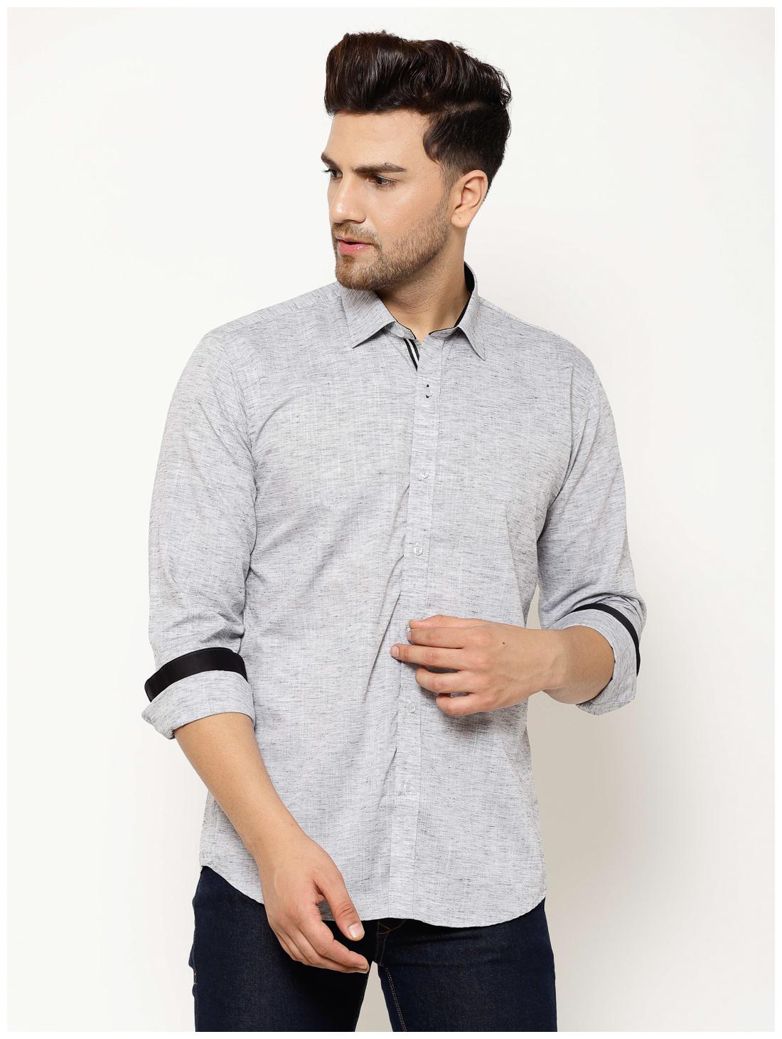 

EPPE Men Grey Solid Slim Fit Casual Shirt